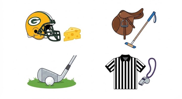 Illustration of NYT Connections Sports Edition puzzle themes for December 18 2025, featuring icons for Wisconsin athletes, equestrian sports, Ryder Cup golfers, and sports terms starting with T.