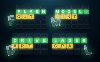 Illustration of the Quordle 4-grid layout for December 22, 2025, with a festive theme hinting at the Daily and Chill answers.