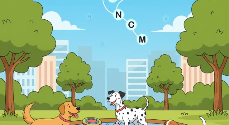 Illustration of the NYT Strands board for January 27, 2026, featuring the theme "Canine Classics" and dog names like Rover and Spot.