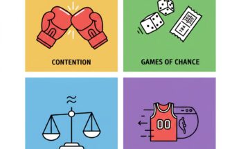 Illustration of the NYT Connections grid for Feb 4, featuring icons for a pair of dice, a basketball hoop, a 'vs' symbol, and a question mark.