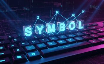 Illustration of the NYT Strands board for February 3, 2026, featuring the theme "On Key" and keyboard symbols like Asterisk and Hashtag.