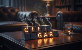 Illustration of the Wordle grid for February 2, 2026, revealing the answer CIGAR with a smoky effect.